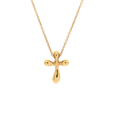 Tiffany & Co. Elsa Peretti Cross Pendant Necklace 18K Yellow Gold Small