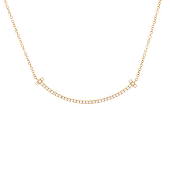 Tiffany & Co. T Smile Pendant Necklace 18K Yellow Gold and Diamonds Small