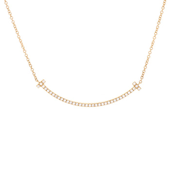 Tiffany & Co. T Smile Pendant Necklace 18K Yellow Gold and Diamonds Small