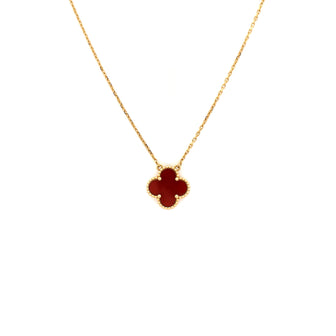 Van Cleef & Arpels Vintage Alhambra Pendant Necklace 18K Yellow Gold and Carnelian