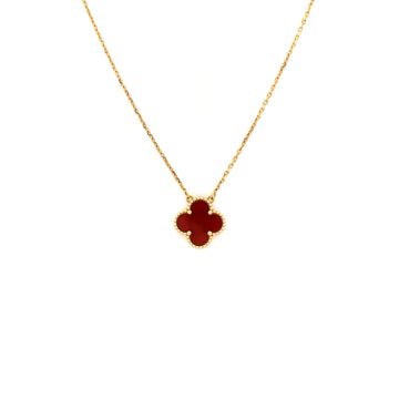 Van Cleef & Arpels Vintage Alhambra Pendant Necklace 18K Yellow Gold and Carnelian