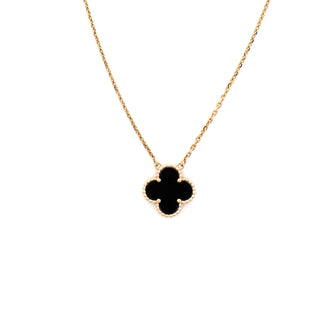 Van Cleef & Arpels Vintage Alhambra Pendant Necklace 18K Yellow Gold and Onyx