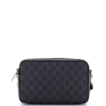 Gucci Web Strap Zip Around Camera Crossbody Bag GG Coated Canvas