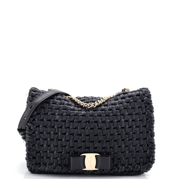 Salvatore Ferragamo Vara Bow Crossbody Bag Raffia Medium