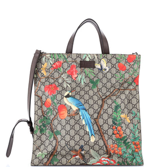 Gucci Convertible Soft Open Tote Tian Print GG Coated Canvas Tall
