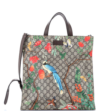 Gucci Convertible Soft Open Tote Tian Print GG Coated Canvas Tall