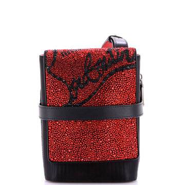 Christian Louboutin Benech Reporter Bag Crystal Embellished Satin with Leather