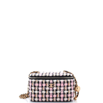 Chanel Classic Vanity Case with Chain Quilted Tweed Small