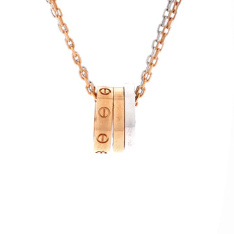 Cartier Love 3 Ring Pendant Necklace 18K Rose Gold and 18K White Gold with 6 Diamonds
