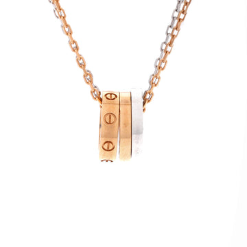 Cartier Love 3 Ring Pendant Necklace 18K Rose Gold and 18K White Gold with 6 Diamonds