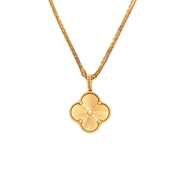 Van Cleef & Arpels Magic Alhambra Pendant Long Necklace Guilloche 18K Yellow Gold