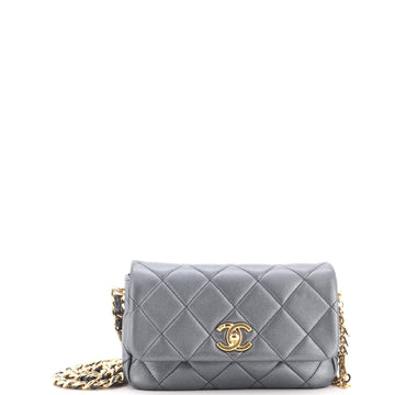 Chanel Logo Letters CC Chain Flap Bag Quilted Lambskin Small