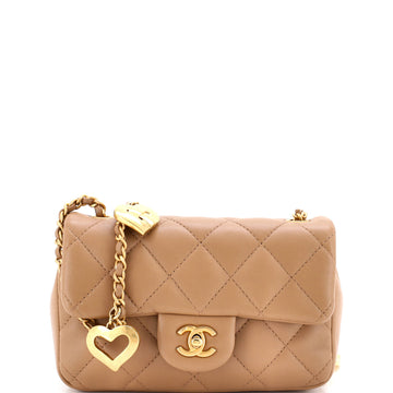 Chanel Heart Charms Flap Bag Quilted Lambskin Mini