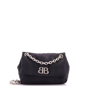 Balenciaga Monaco Chain Flap Shoulder Bag Nylon Mini