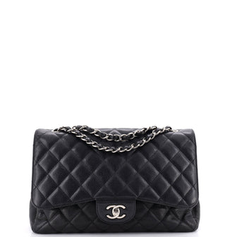 Chanel Classic Single Flap Bag Quilted Caviar Jumbo