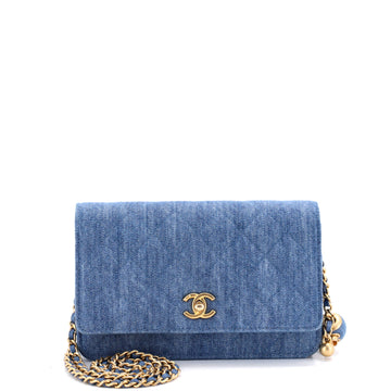 Chanel Pearl Crush Wallet on Chain Quilted Denim