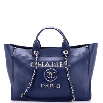Chanel Deauville Tote Studded Caviar Medium
