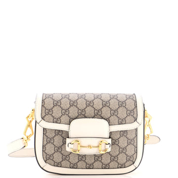 Gucci Horsebit 1955 Shoulder Bag GG Coated Canvas with Leather Mini