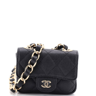 Chanel Classic Flap Charm Chain Belt Bag Quilted Caviar Mini