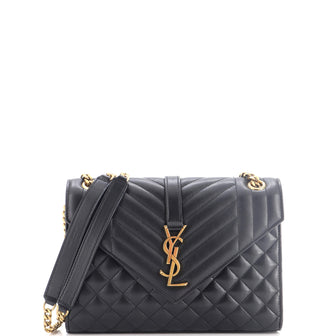 Saint Laurent Classic Monogram Envelope Satchel Mixed Matelasse Leather Medium