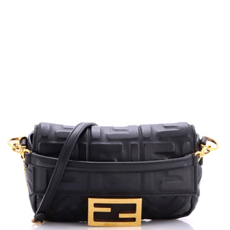 Fendi Baguette NM Bag Zucca Embossed Leather Mini