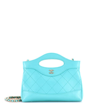 Chanel 31 Shopping Bag Clutch with Chain Quilted Shiny Crumpled Calfskin Small