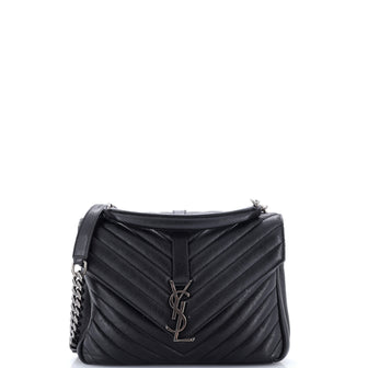 Saint Laurent Classic Monogram College Bag Matelasse Chevron Leather Medium