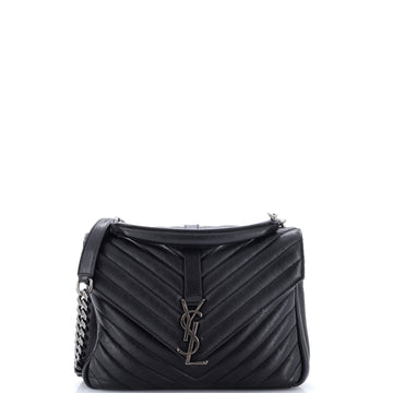 Saint Laurent Classic Monogram College Bag Matelasse Chevron Leather Medium