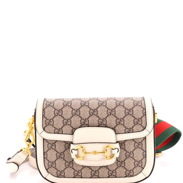 Gucci Horsebit 1955 Shoulder Bag GG Coated Canvas with Leather Mini