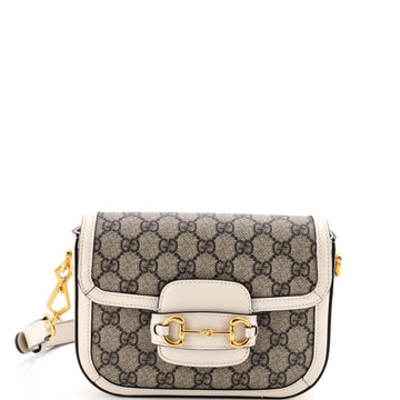 Gucci Horsebit 1955 Shoulder Bag GG Coated Canvas with Leather Mini