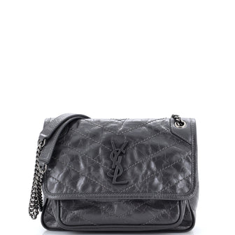 Saint Laurent Niki Chain Flap Bag Matelasse Chevron Leather Baby