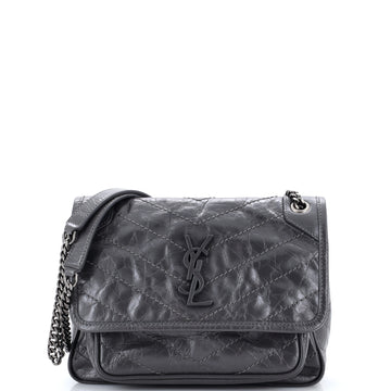 Saint Laurent Niki Chain Flap Bag Matelasse Chevron Leather Baby
