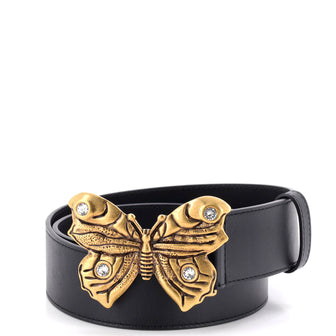 Gucci Butterfly Belt Crystal Embellished Metal with Leather Wide
