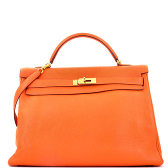 Hermes Kelly Handbag Orange H Togo with Gold Hardware 40