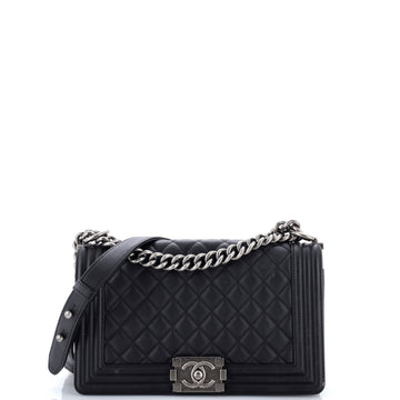 Chanel Boy Flap Bag Quilted Calfskin Old Medium