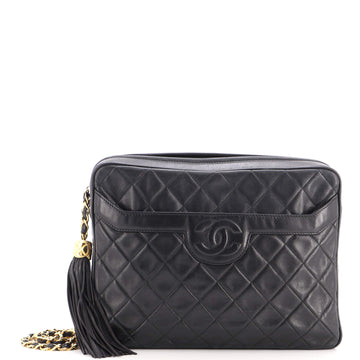 Chanel Vintage Camera Tassel Bag Quilted Leather Large