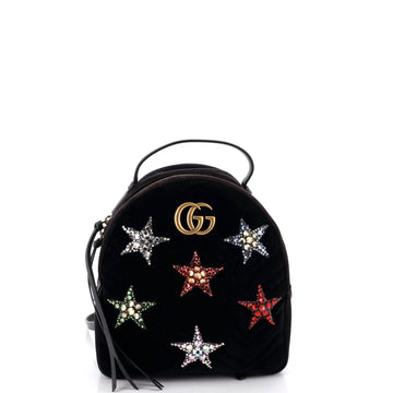 Gucci GG Marmont Backpack Embellished Matelasse Velvet Small