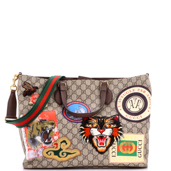 Gucci Courrier Convertible Soft Open Tote GG Coated Canvas with Applique Large