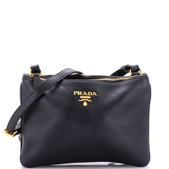 Prada Double Zip Crossbody Bag Vitello Daino Small