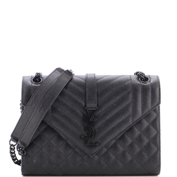 Saint Laurent Classic Monogram Envelope Satchel Mixed Matelasse Leather Medium