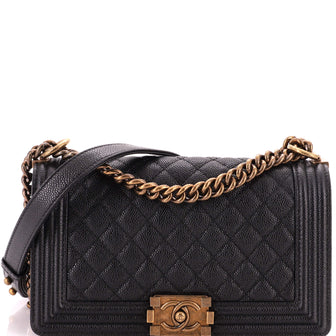 Chanel Boy Flap Bag Quilted Caviar Old Medium