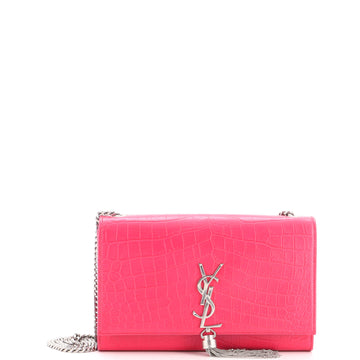 Saint Laurent Classic Monogram Tassel Crossbody Bag Crocodile Embossed Leather Medium