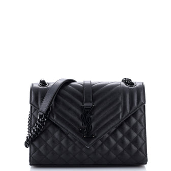 Saint Laurent Classic Monogram Envelope Satchel Mixed Matelasse Leather Medium