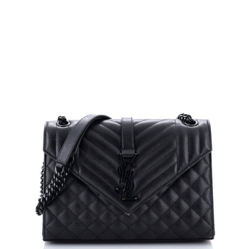 Saint Laurent Classic Monogram Envelope Satchel Mixed Matelasse Leather Medium