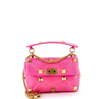 Valentino Garavani Roman Stud Flap Bag Quilted Python Medium