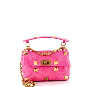 Valentino Garavani Roman Stud Flap Bag Quilted Python Medium
