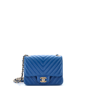 Chanel Square Classic Single Flap Bag Chevron Lambskin Mini
