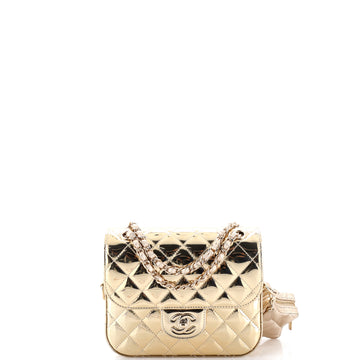 Chanel Hollywood Boulevard Flap Bag with Star Coin Purse Quilted Metallic Leather Mini
