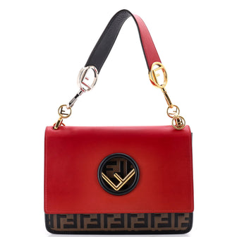 Fendi Kan I F Shoulder Bag Leather with Zucca Embossed Detail Medium