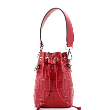 Fendi Mon Tresor Bucket Bag Zucca Embossed Leather Mini